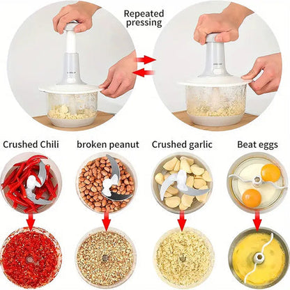 Multi-Functional Hand Press Manual Plastic Chopper 2L