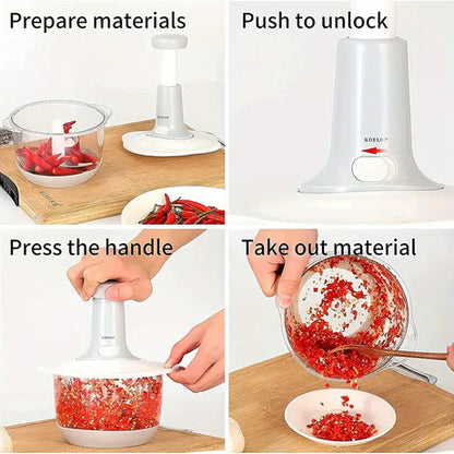 Multi-Functional Hand Press Manual Plastic Chopper 2L